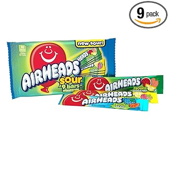 Airheads Sour Full-Size Candy Bars – Peanut-Free, Tree Nut-Free, Gluten-Free Classroom and Concession Snack