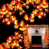 Autumn Leaf Garland for Bedroom Aesthetic – Enlarged 4In Maple Leaves with Battery Lights