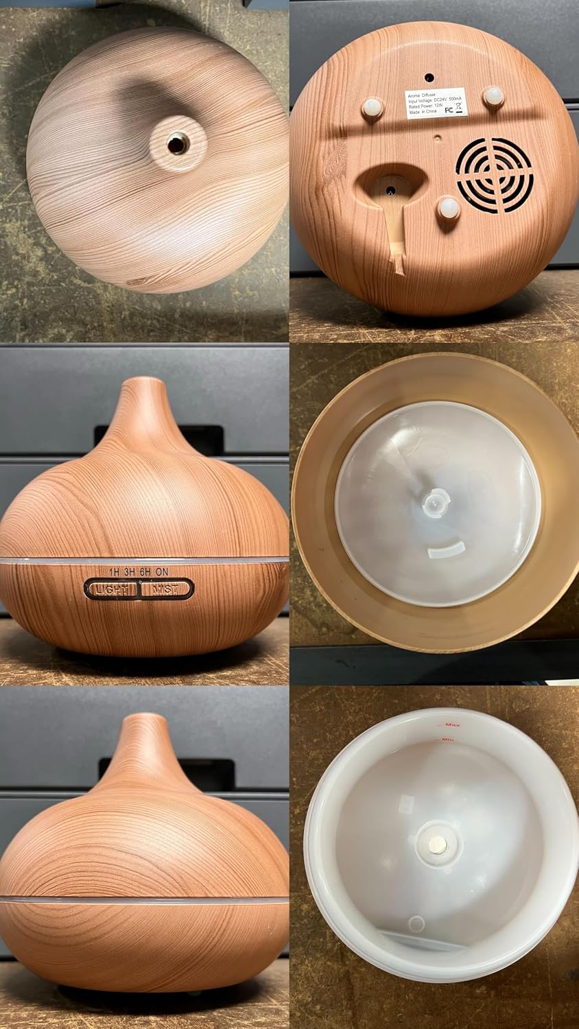 Wood-Grain Aromatherapy Diffuser & Oil Set - Minimalist Home Decor Accent for Entryway and Reading Nook
