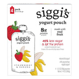 siggi's Strawberry Banana Reduced Fat Yogurt Pouches – Better-For-You Kids Snack with 5g Protein, 3.5 oz, 4 ct