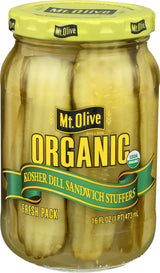 Mount Olive Organic Dill Pickle Slices – Travel-Friendly Condiment for Camping and Tailgates, 16 oz