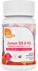 Zahler Junior D3 & K2 - Allergen-Tested Chewable Vitamin for Sensitive Kids, 90 Tablets