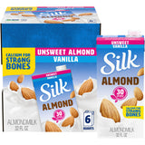 Silk Dairy-Free Almond Milk Vanilla – Neutral, No-Frills Daily Milk for Minimalist Homes, 6 Pack Quart Cartons