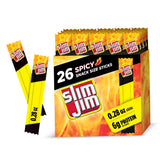 Slim Jim Spicy Jerky Sticks 26-Count – Durable Individually Wrapped Protein for Boat, Trail and Campside Snacking