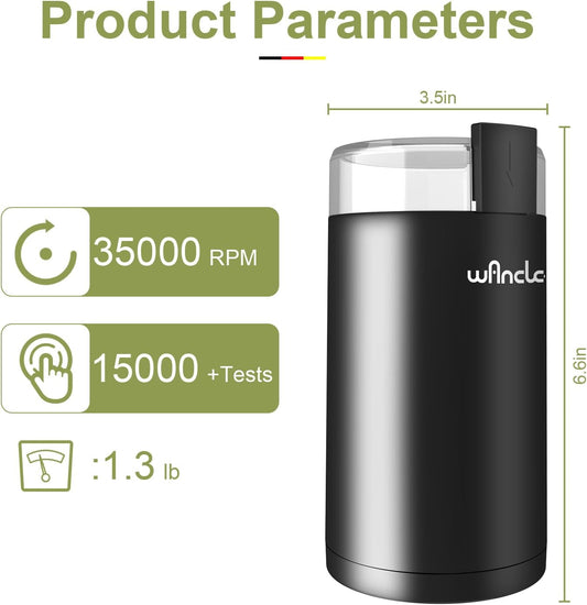 stainless steel blade and grinding bowl for durability and flavor preservation