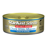 StarKist Selects No Salt Added Chunk White Albacore Tuna in Water - 4.5 oz Can for Road Trip and Emergency Pantry