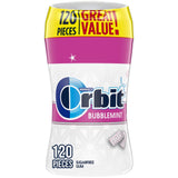 Orbit Bubblemint Sugar-Free Chewing Gum – Road Trip and Travel Essential, 120 ct Resealable Portable Bottle