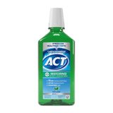 ACT Restoring Zero Alcohol Fluoride Mouthwash 33.8 oz Family-Size Anticavity Rinse, Kid-Friendly Mint Burst