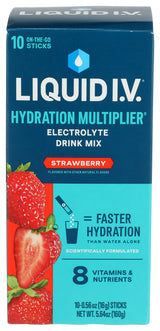 LIQUID IV Strawberry Hydration Multiplier – Home Office Focus Boost, Single-Serve Stick Packets
