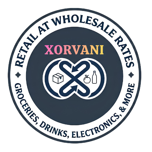 XORVANI logo promoting wholesale retail excellence for groceries, drinks, electronics, and more.
