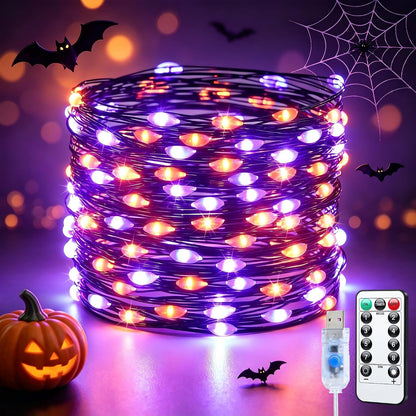 100 led bulbs on 33ft black-coated flexible copper wire
