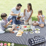 ZAZE Gingham Outdoor Blanket 80x80 – Packable Waterproof Mat for Beach Days, Camping, and Patio Lounging