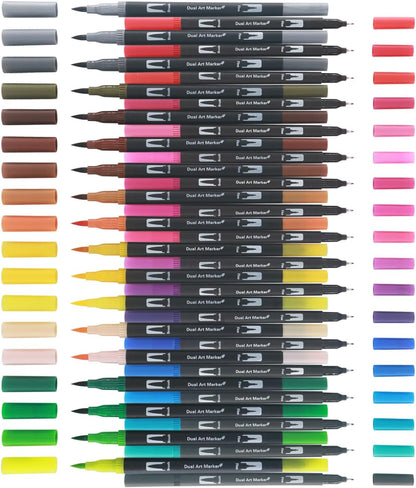36 Brush Markers Water Based Low Odor – Safe Art Supplies for Teen Artists and Family Craft Time