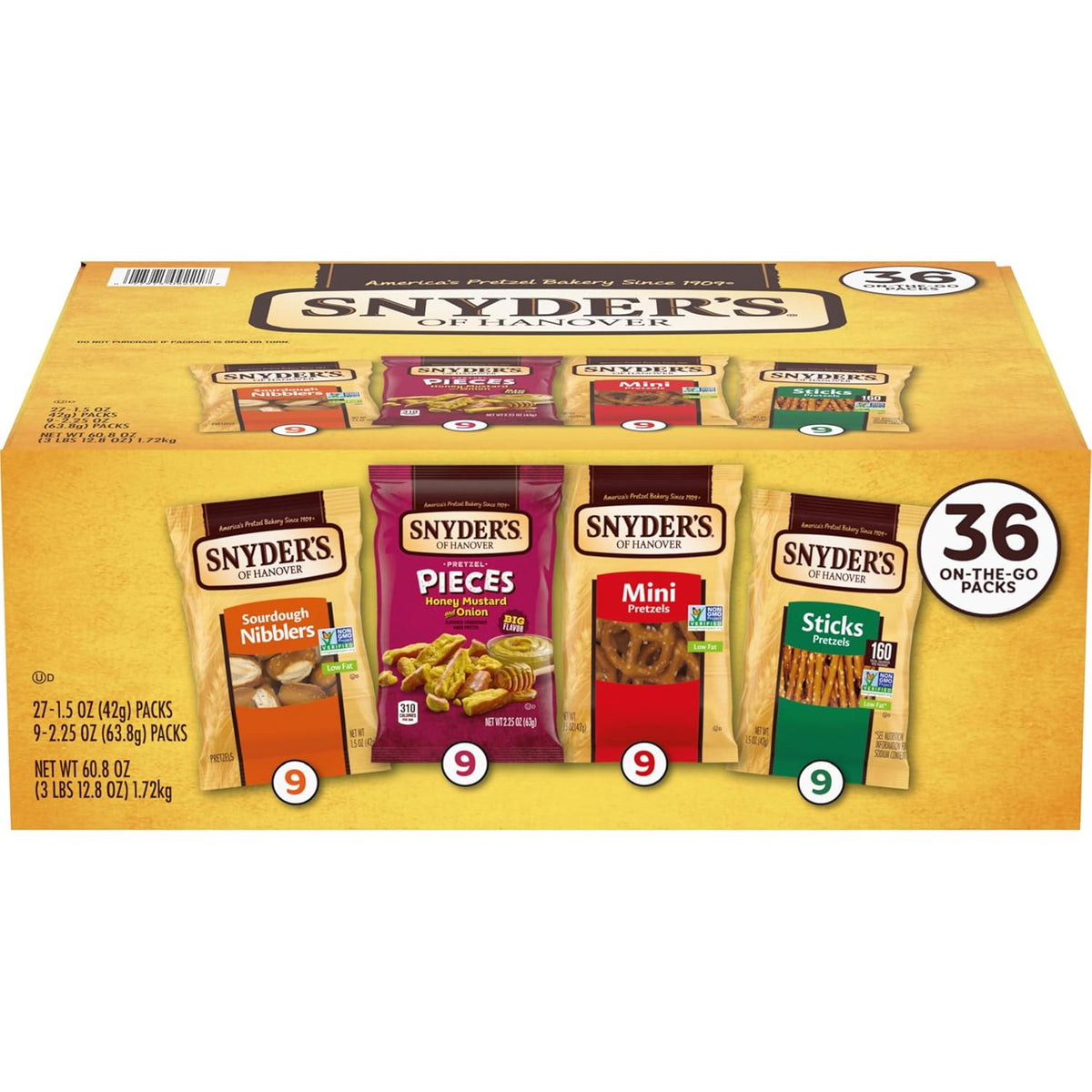 36 individually wrapped single-serve bags (9 of each flavor)