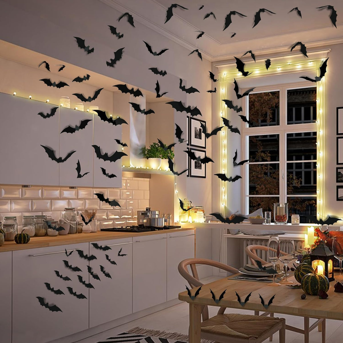 3D Bat Wall Decor 140 Piece Halloween Gift Set for Neighbor Hostess and Seasonal Decor Enthusiast