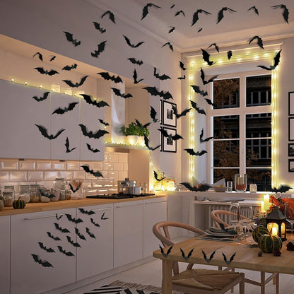 3D Bat Wall Decor 140 Piece Halloween Gift Set for Neighbor Hostess and Seasonal Decor Enthusiast