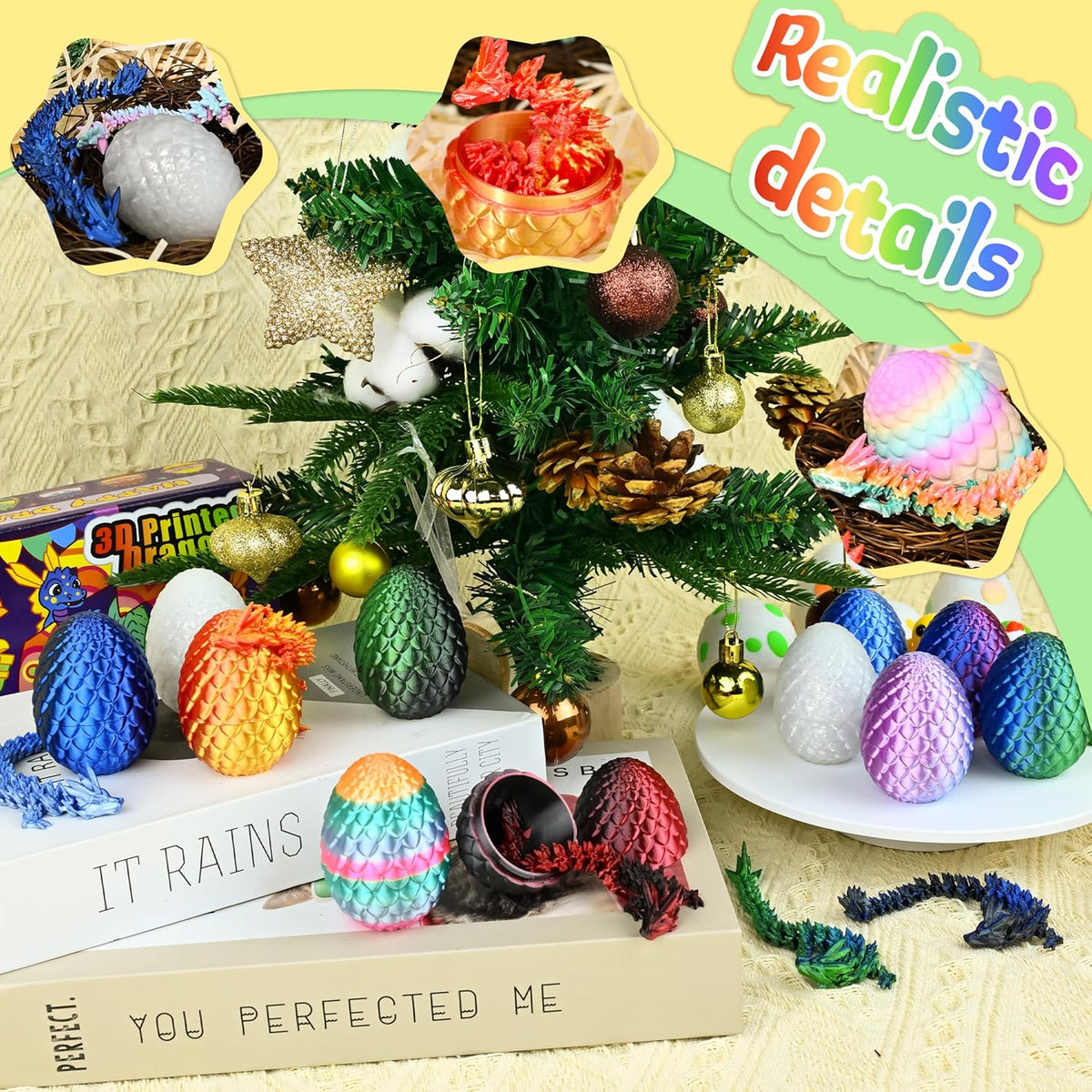 3D Printed Dragon Easter Eggs – Safe PLA Plastic Kids Toys Ages 3+, 12 Prefilled Surprise Eggs for Easter Morning, Playroom and Bedtime