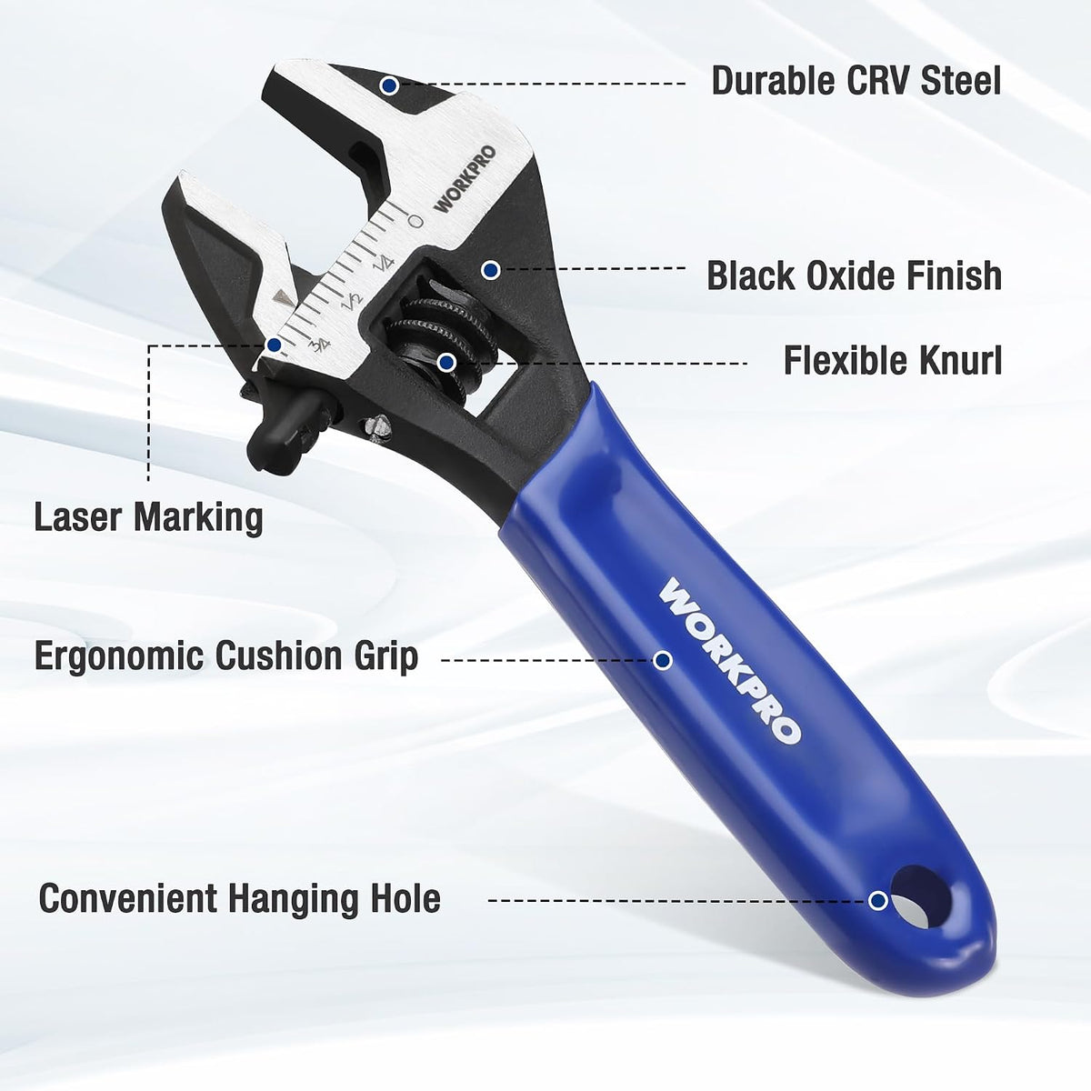 WORKPRO Mini Adjustable Wrench 4-Inch, Weather-Resistant Hand Tool for Open-Air Maintenance