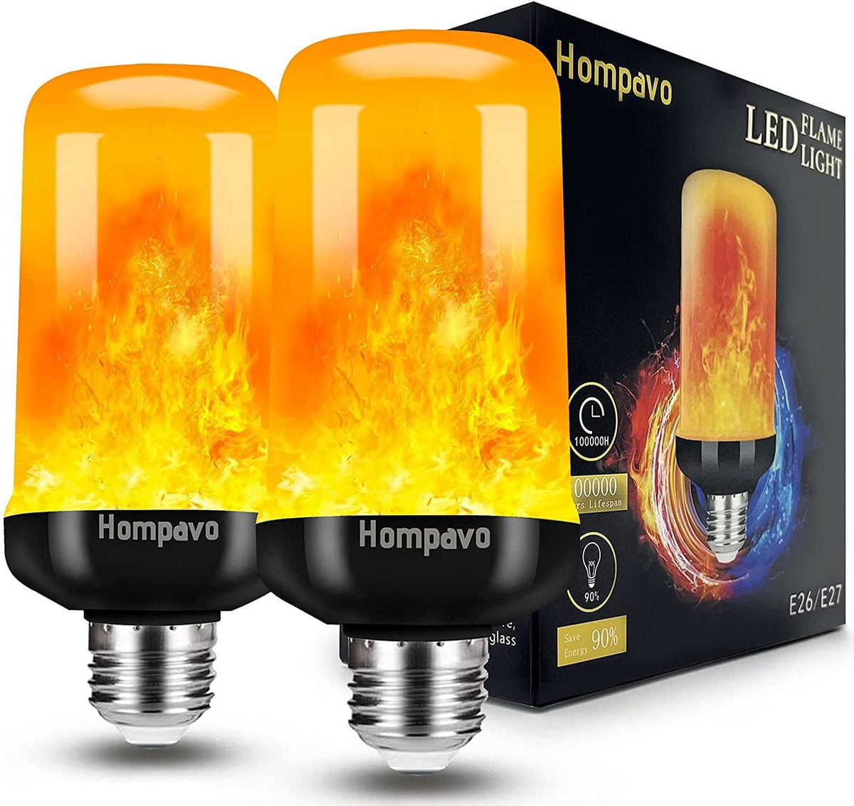 4 lighting modes with auto-detecting upside-down flame direction, switched via on-off cycling