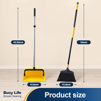 42.52-inch tall dustpan with integrated comb gear for hair removal