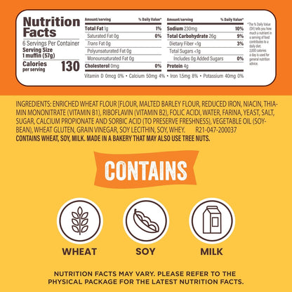 6-count, 13 oz tray pack yielding roughly 2 oz portions per muffin