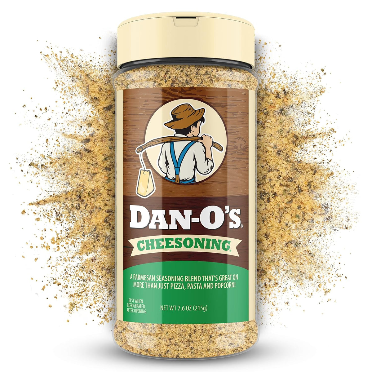 7.6 oz granule-form seasoning bottle with anti-caking treated parmesan base