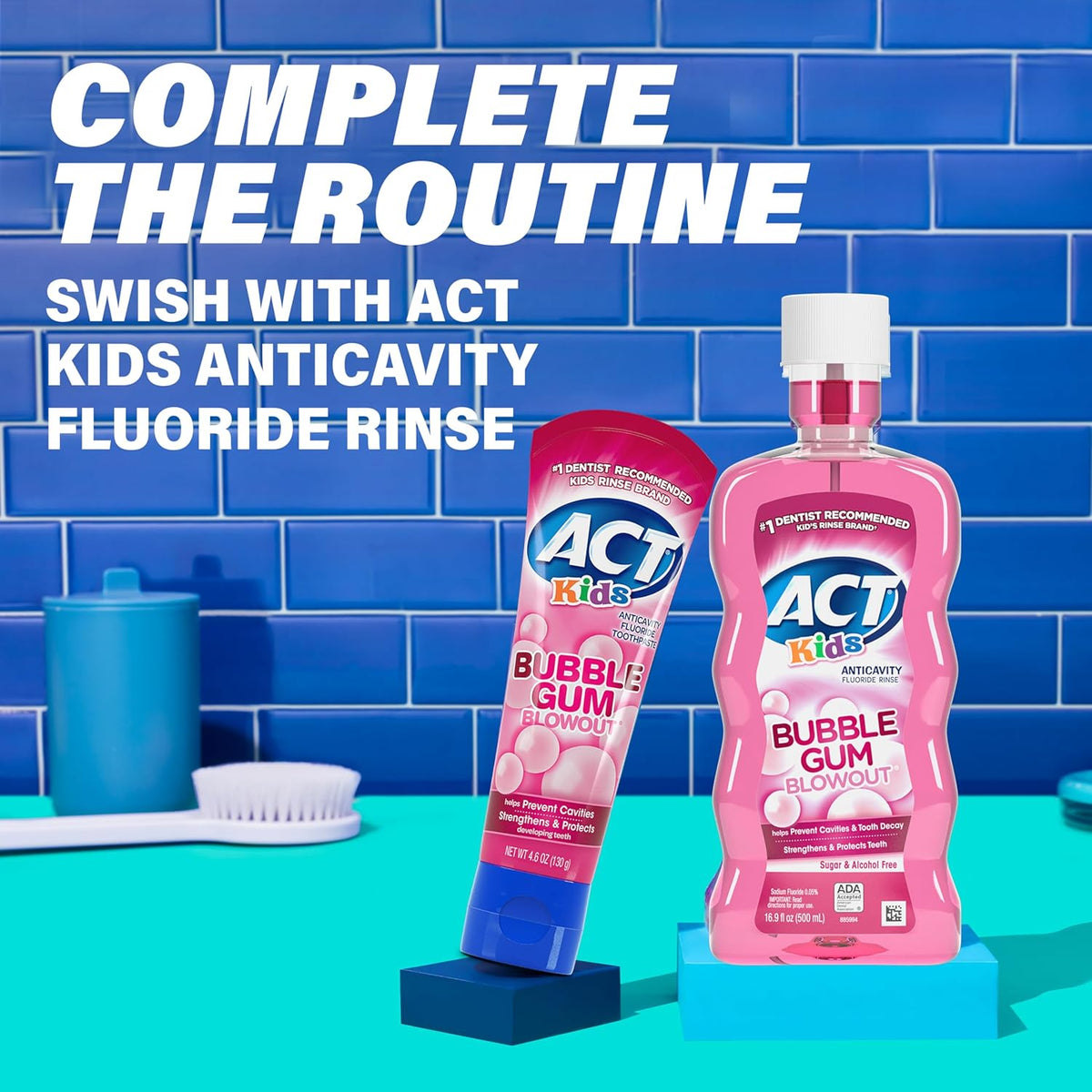ACT Kids Anticavity Toothpaste – Sweet Bubble Gum Gift Pack for Children's Oral Health, 4.6 oz