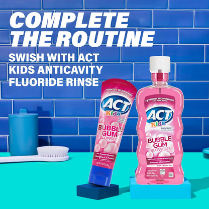 ACT Kids Anticavity Toothpaste – Sweet Bubble Gum Gift Pack for Children's Oral Health, 4.6 oz
