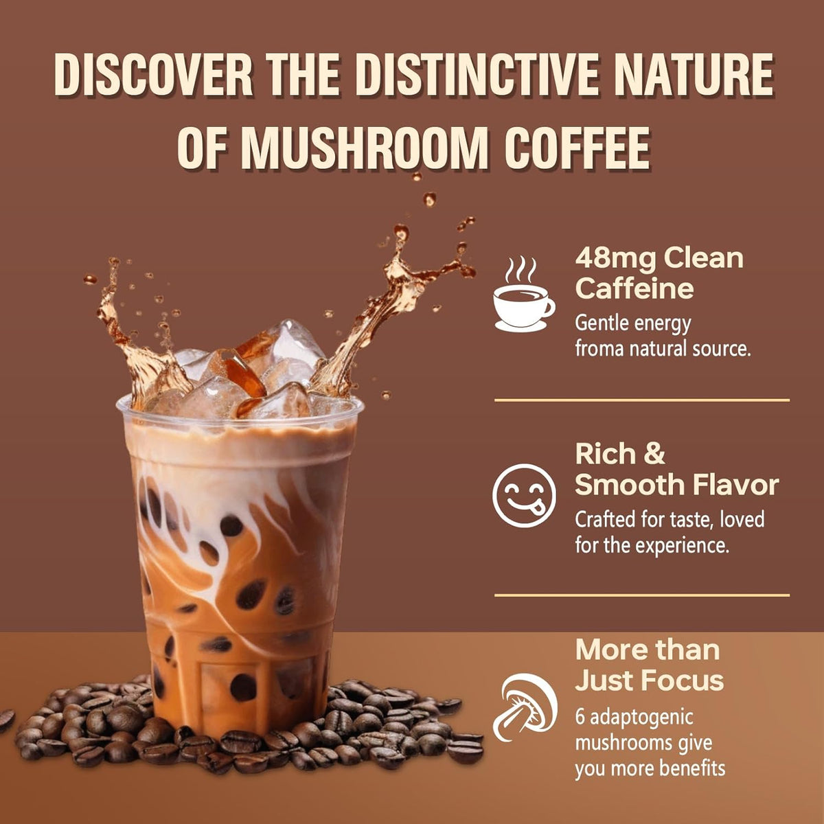 Adaptogen Mushroom Coffee – Streamlined Wellness Routine with Just One Scoop, No Extra Supplements