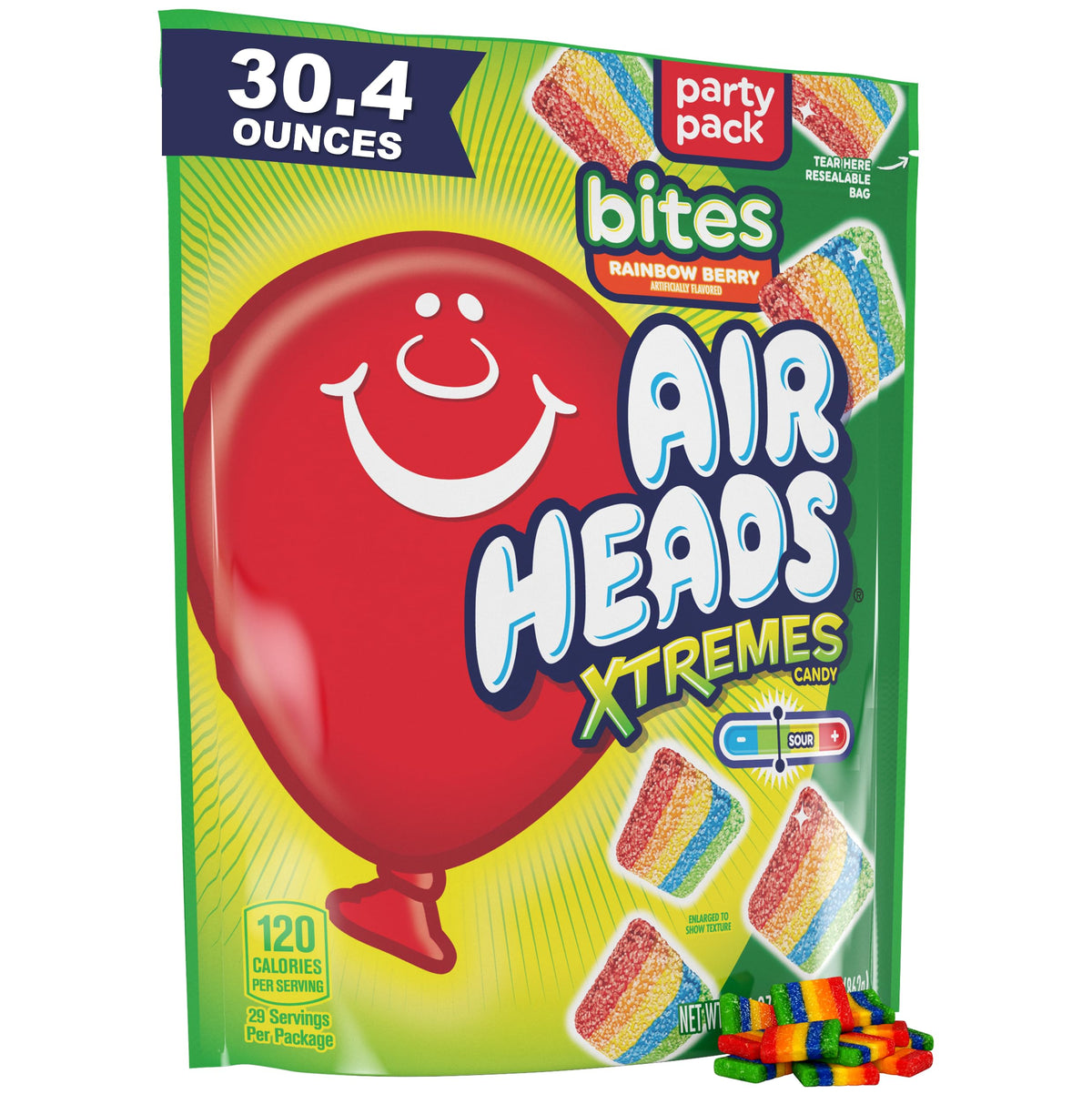 Airheads Xtremes Sour Candy Bites, Rainbow Berry, 30.4 oz Bulk Bag – Heat Resistant Chewy Candy for Trunk or Treat, Tailgates, and Outdoor Festivals