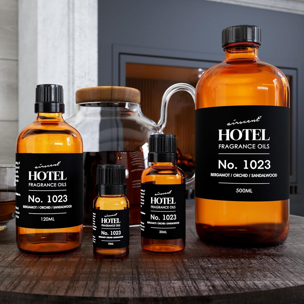 AirScent Hotel Diffuser Oil No. 1023 - Drop-and-Go Safe Scent Refill for Households Replacing Open-Flame Candles, 16.9 fl oz