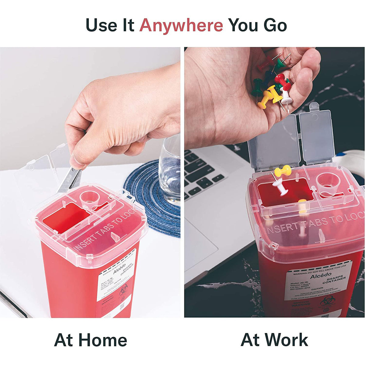 Alcedo Sharps Container 1 Quart – Discreet Needle Disposal for Daily GLP-1 and Insulin Wellness Routines