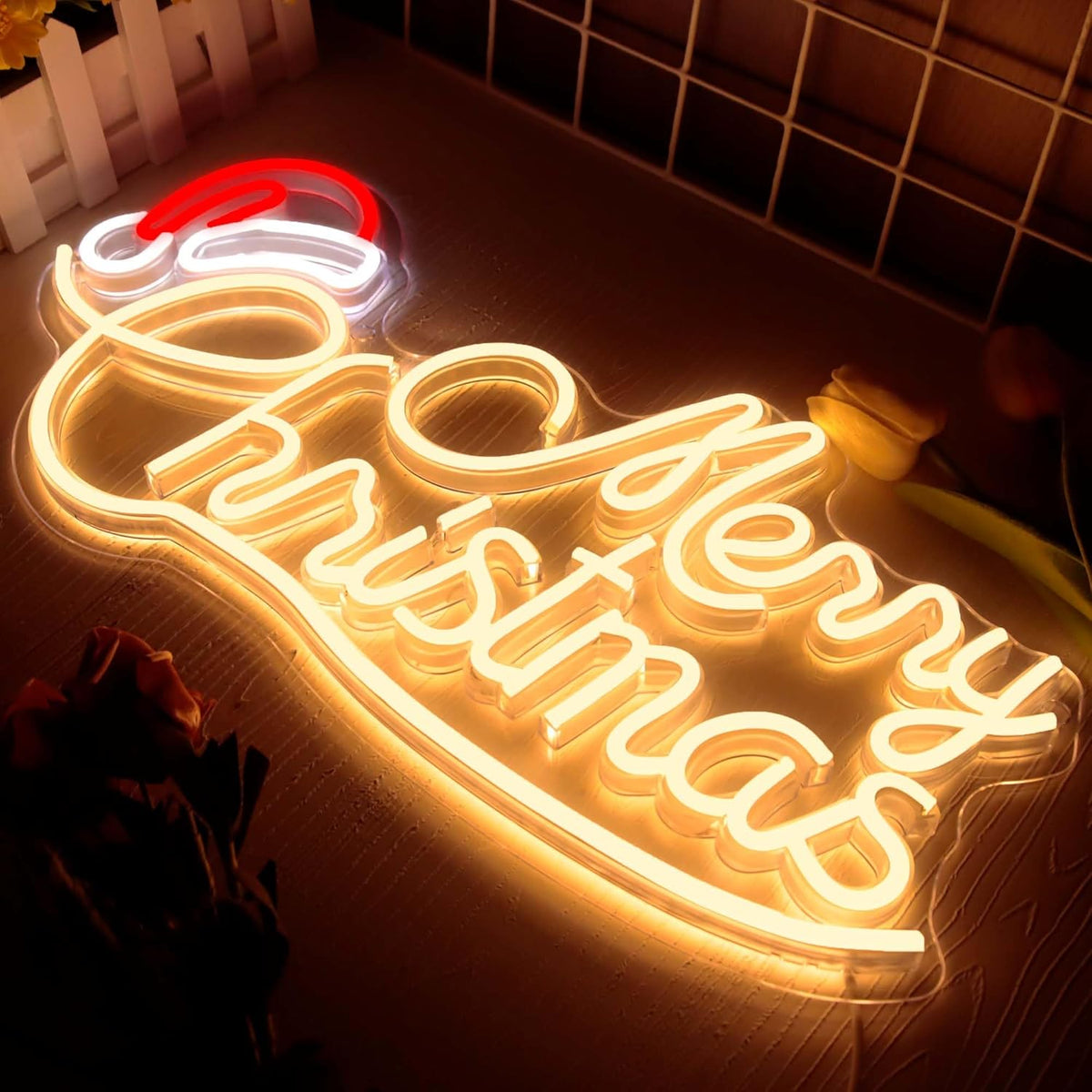 Allball Merry Christmas Neon Light – Family Friendly Holiday Accent for Playroom and Toddler Room, Touchable LED Strip