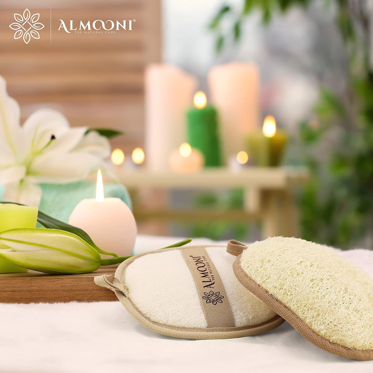Almooni Natural Loofah Exfoliating Set – Eco-Friendly Housewarming Gift for New Homeowners