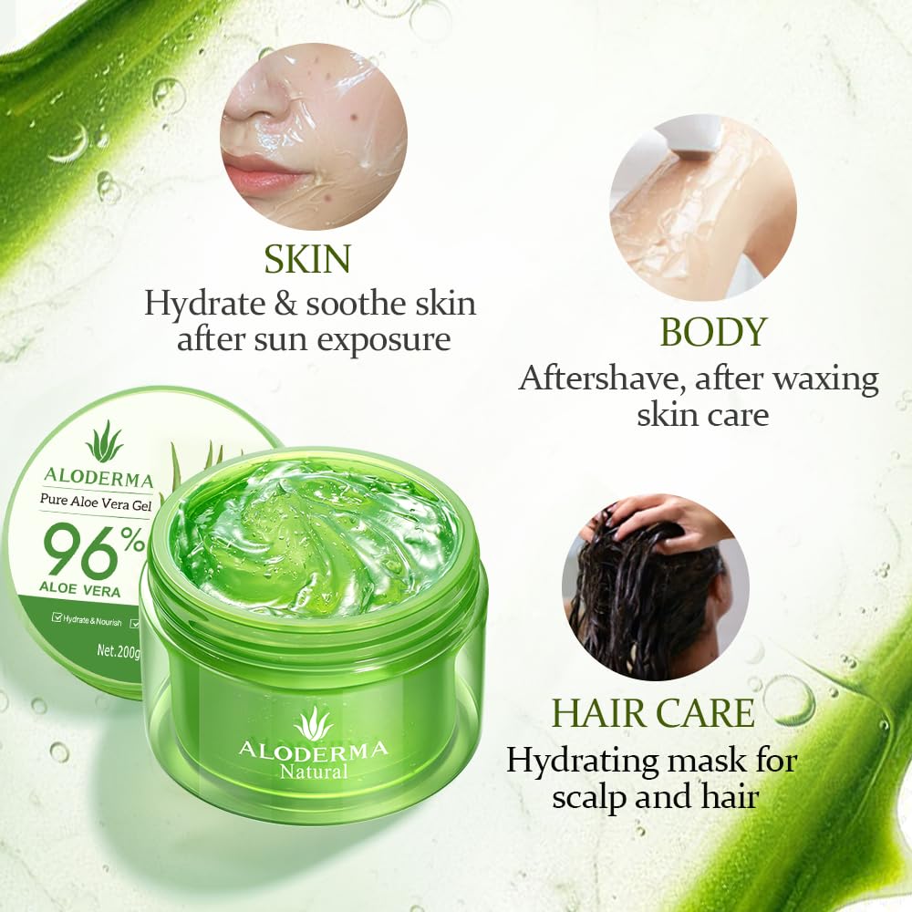 Aloderma Aloe Vera Gel – Parent-Trusted Aloe for Kids with Eczema & Dry Patches, Soothing Family Gel