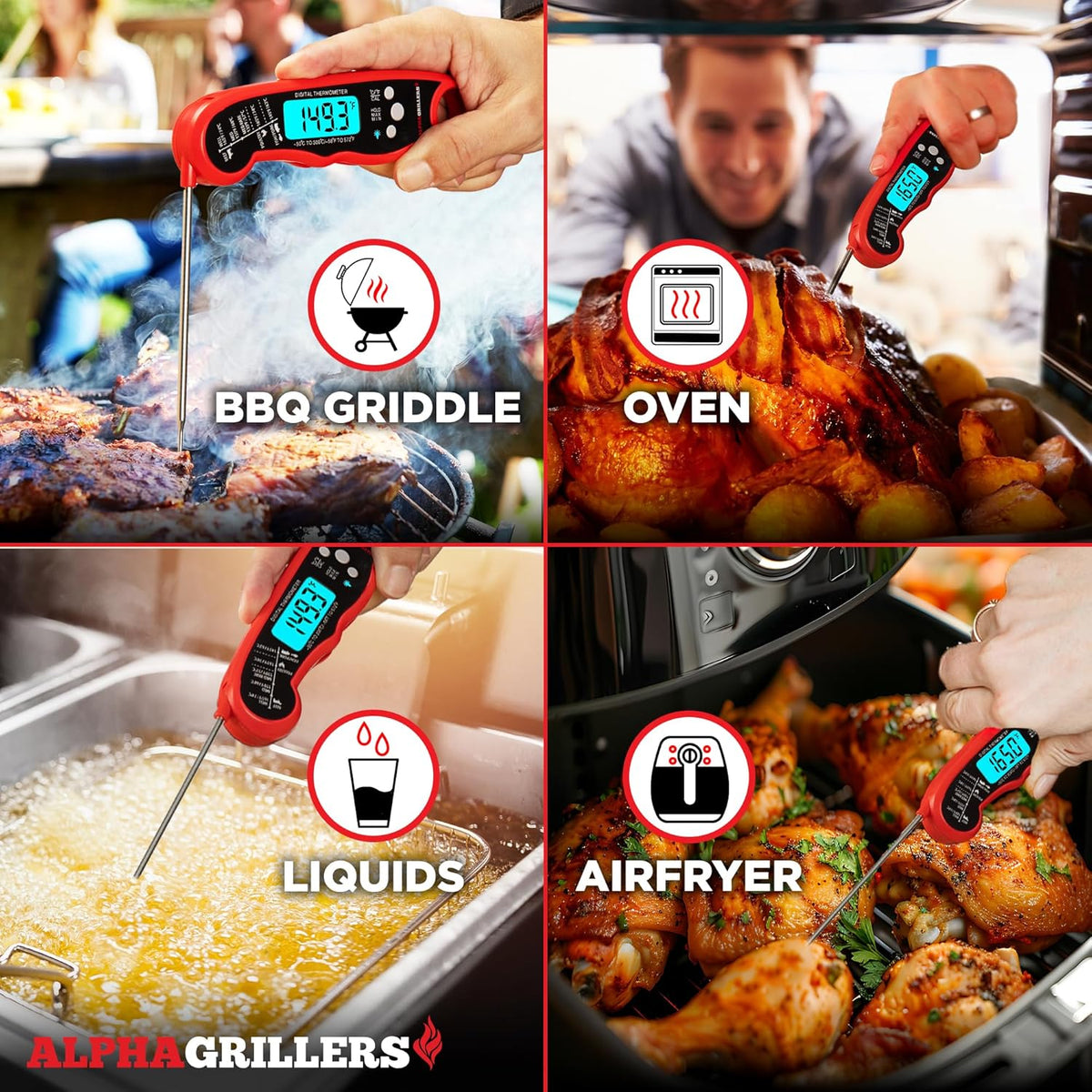 Alpha Grillers Hand-Washable Meat Thermometer – Durable Choice for Al Fresco Dining, Deck Parties, and Park Grilling