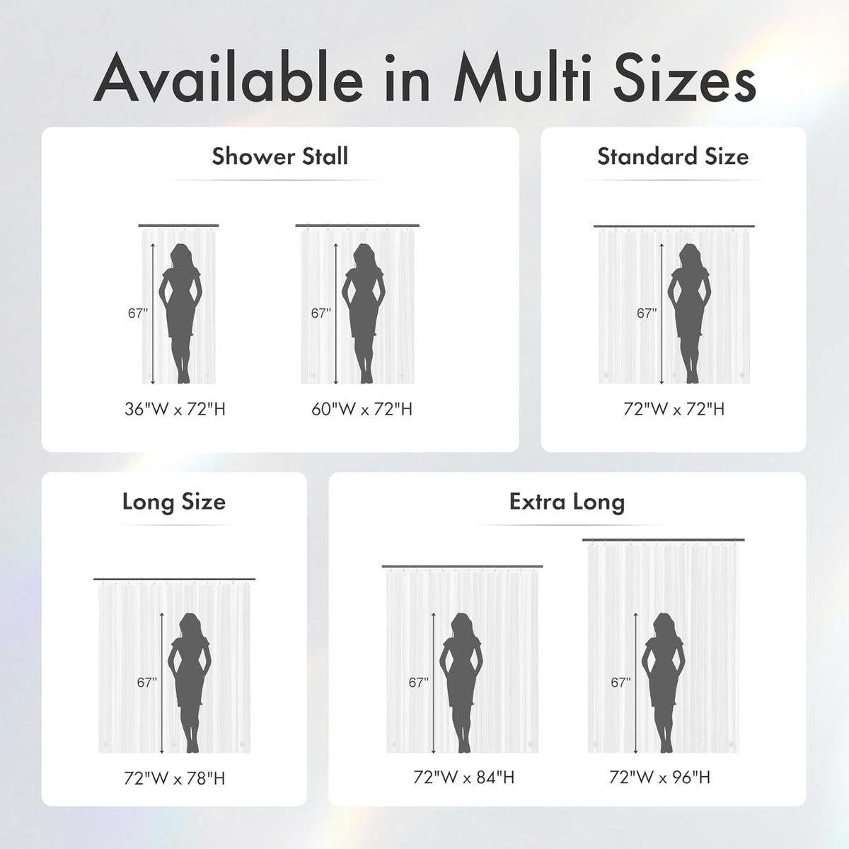Amazer Frosted Shower Liner 48 x 72 - Odorless PEVA Bathroom Curtain for Spa-Style Master Bath with 3 Magnetic Weights