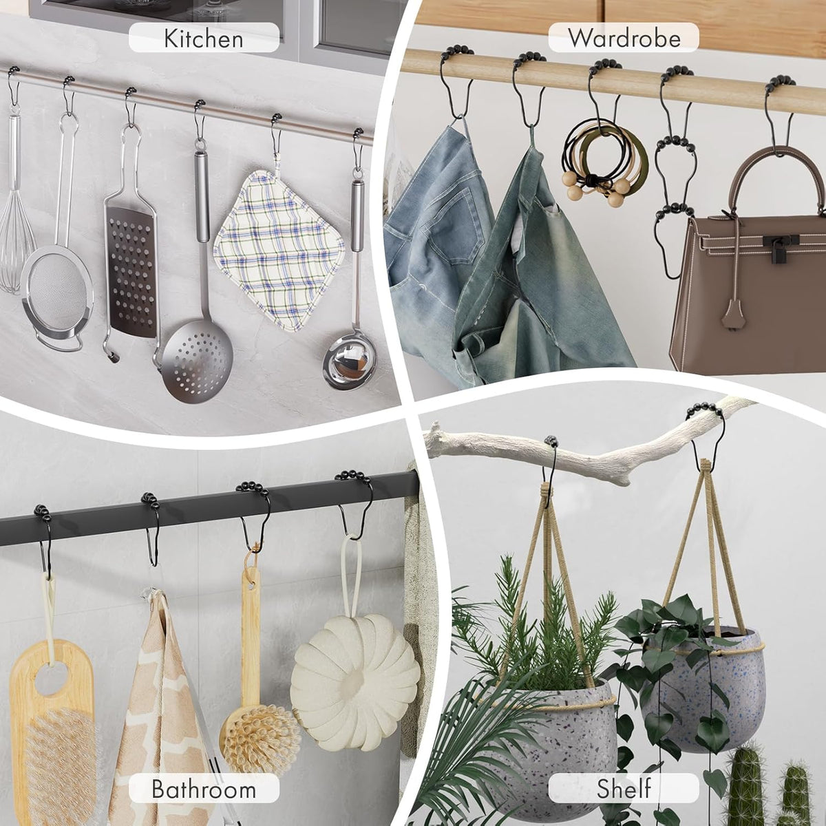 Amazer Shower Hooks Set – Farmhouse Bathroom Hardware Refresh, Bronze Finish 12 Pack