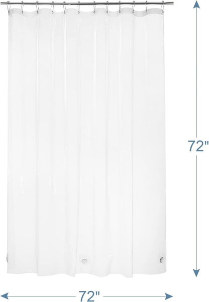 AmazerBath 12 Gauge Clear Shower Curtain Liner 72 x 72 – Travel-Ready Waterproof Divider for Camp, RV, and Backyard Setups