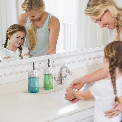 AmazerBath 2 Pack Glass Soap Dispensers – Thoughtful Housewarming Gift for New Homeowners and Newlyweds