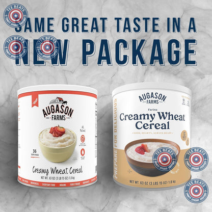 Augason Farms Creamy Wheat Farina Can – Quick Versatile Ingredient for Home Bakers and Recipe Prep, 10-Year Shelf Life