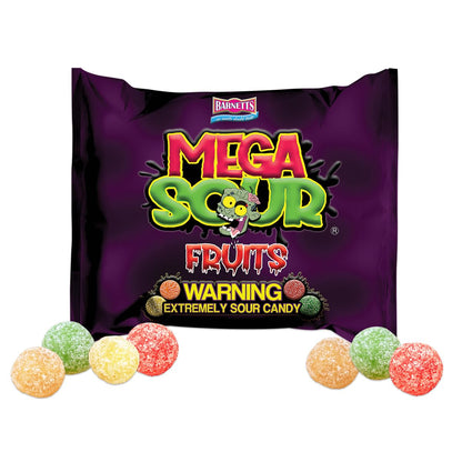 Barnetts Mega Sour Candy Fruits 104g – Hiking Trail and Day Trip Tangy Treat, Lightweight British Hard Sweets