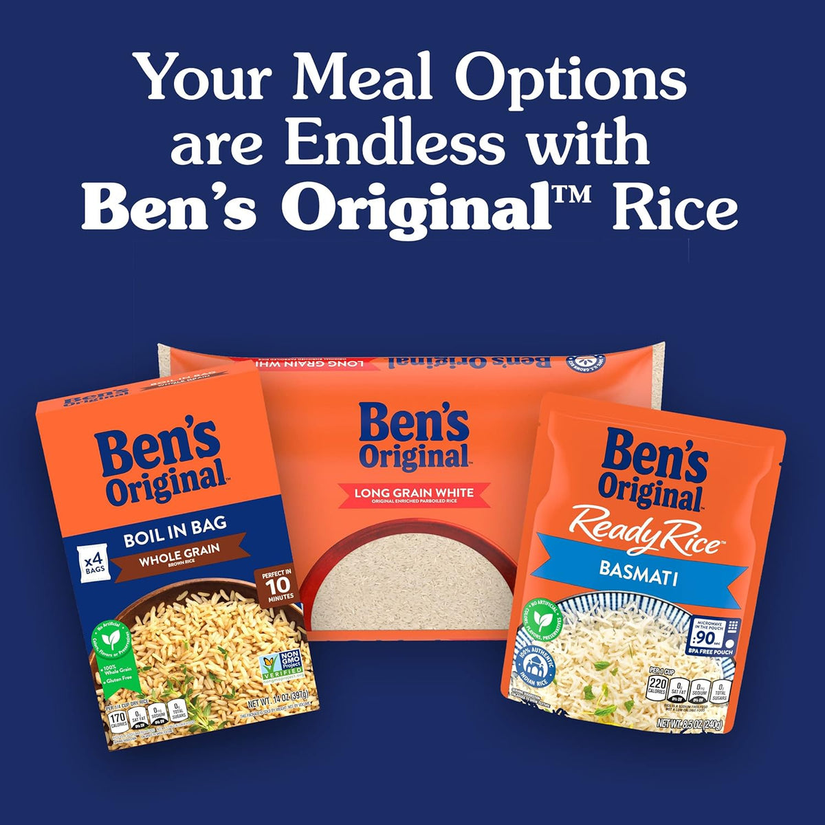 BEN'S ORIGINAL White Rice 10 lb – Consistent Side Dish in 20 Minutes for Dorm and Apartment Galley Kitchens