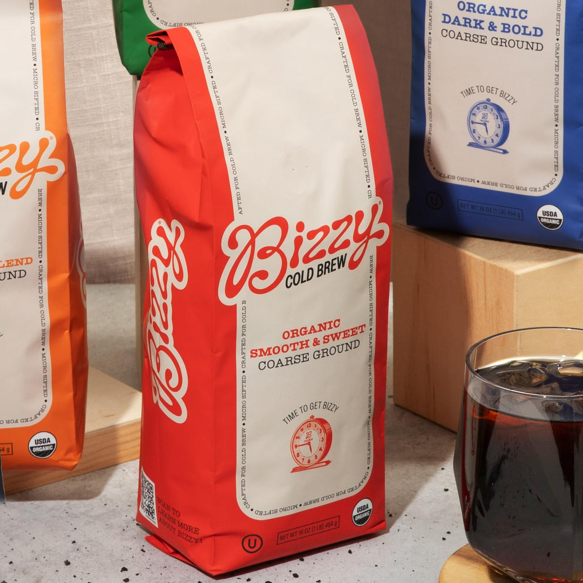 Bizzy Organic Cold Brew Coffee – Strong Caffeine Specialty Grade Beans for Focused Home Office Deep Work