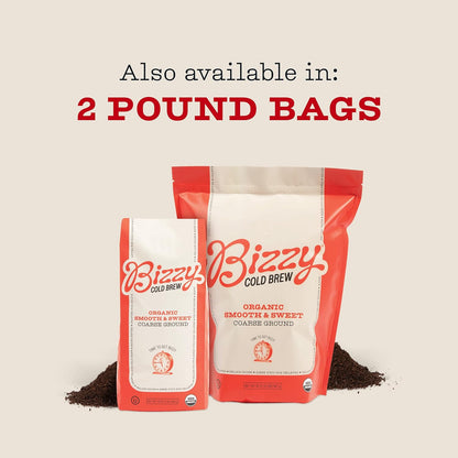 Bizzy Organic Cold Brew Coffee – Strong Caffeine Specialty Grade Beans for Focused Home Office Deep Work
