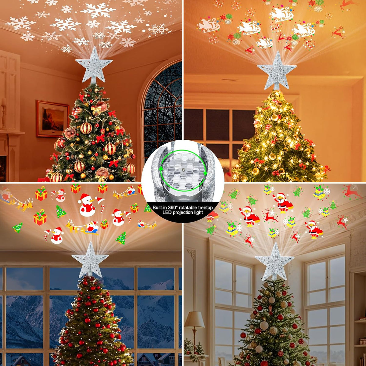 [Brand Name] Kids Christmas Star with Light Show – Whimsical Family Room Tree Topper, Batteries Not Required