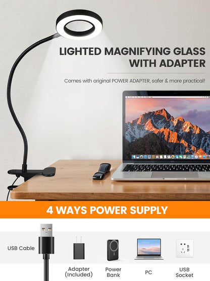 Brightech ViewMax – Child-Safe Clip-On Reading Light, Cool-Touch Magnifier for Homework Help