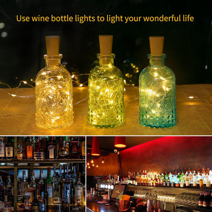 Brightown Battery Cork Lights – Holiday Stocking Stuffer for DIYers, Bulk 20-Pack Silver Wire Bottle Fairy String