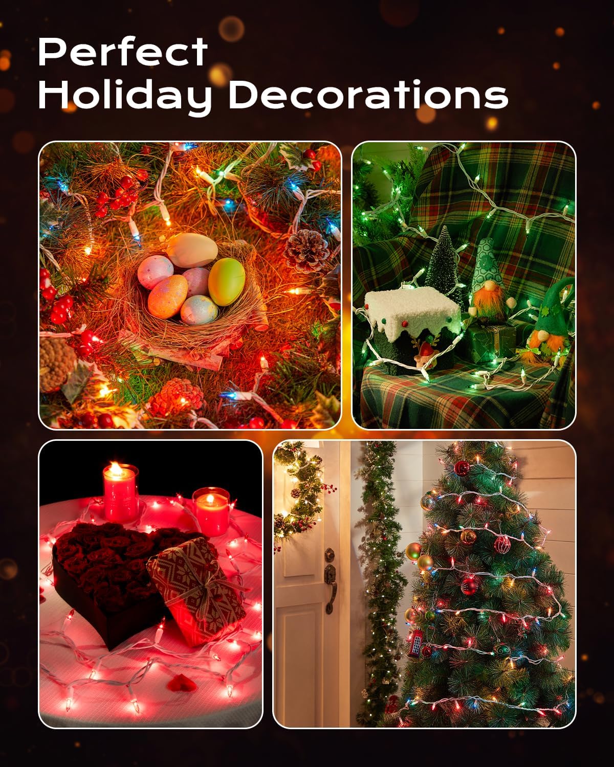 Brightown Christmas Tree Lights – Practical Holiday Gift for Friends, Connectable Indoor String Lights for First Apartment