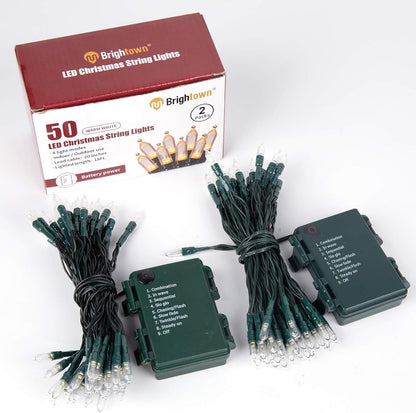Brightown Weatherproof Fairy Lights for Tent, Deck, and Outdoor Party, 18ft 50 LED Battery Operated Strand with 8 Modes for Open Air Settings